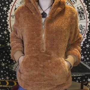 Faux fur brown hoodie
